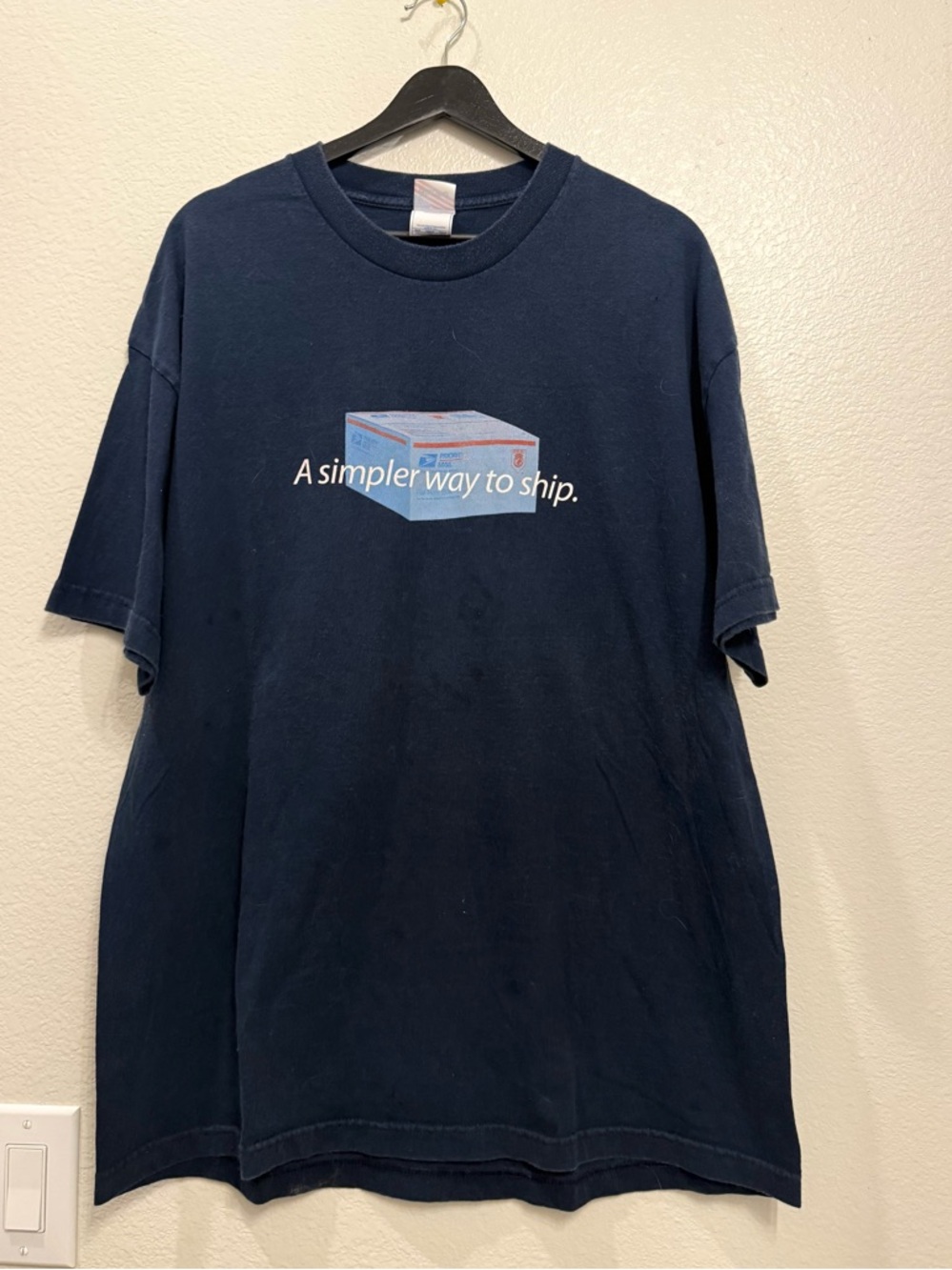 90s Vintage USPS Post Office Mens Navy Graphic Skate Tee L 23x30